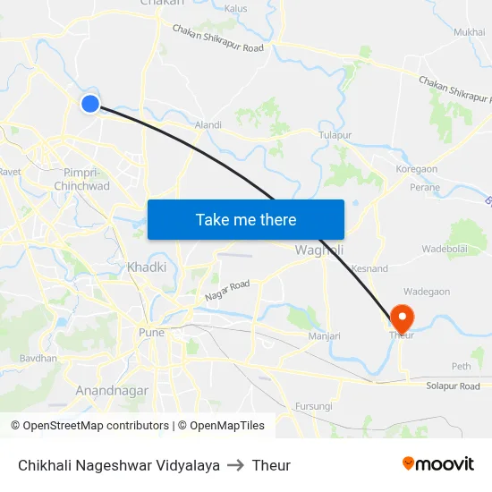Chikhali Nageshwar Vidyalaya to Theur map