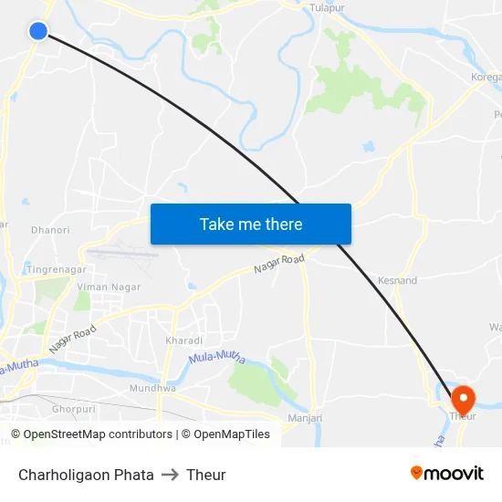 Charholigaon Phata to Theur map