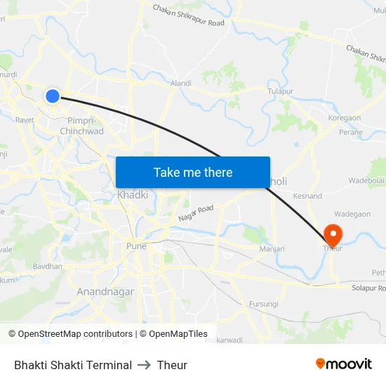 Bhakti Shakti Terminal to Theur map