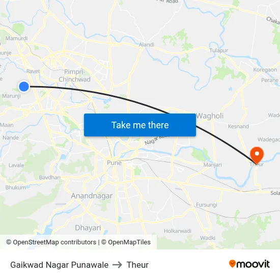 Gaikwad Nagar Punawale to Theur map