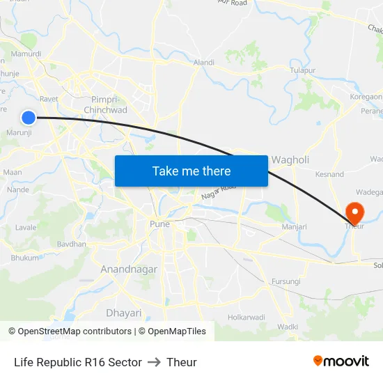 Life Republic R16 Sector to Theur map