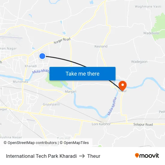 International Tech Park Kharadi to Theur map