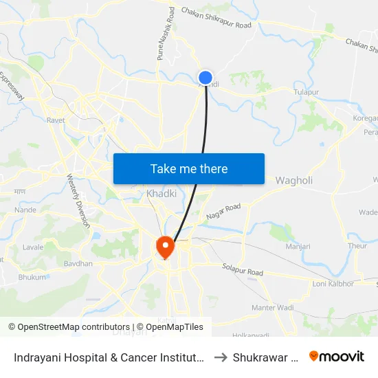 Indrayani Hospital & Cancer Institute Alandi to Shukrawar Peth map