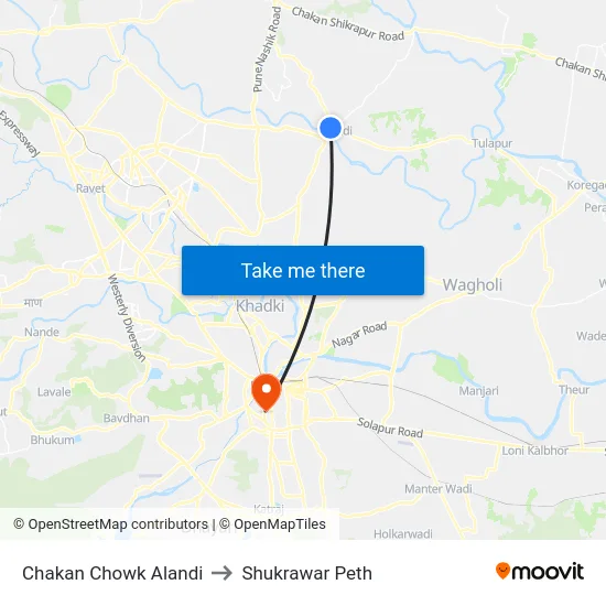 Chakan Chowk Alandi to Shukrawar Peth map