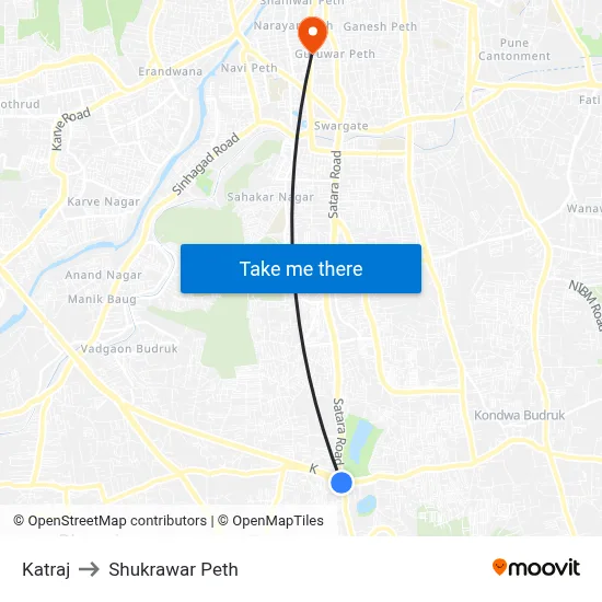 Katraj to Shukrawar Peth map