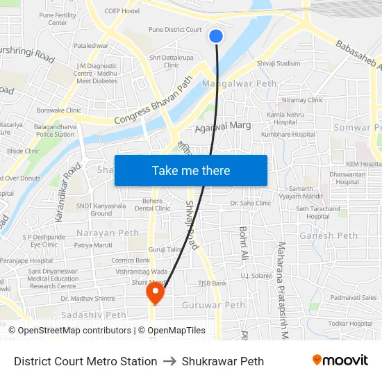 District Court Metro Station to Shukrawar Peth map