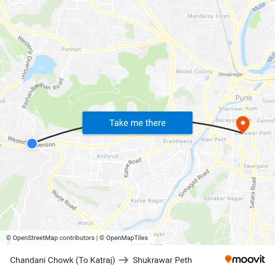 Chandani Chowk (To Katraj) to Shukrawar Peth map