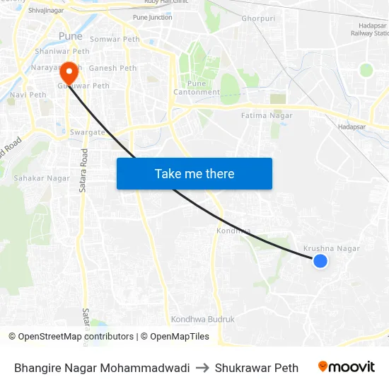 Bhangire Nagar Mohammadwadi to Shukrawar Peth map