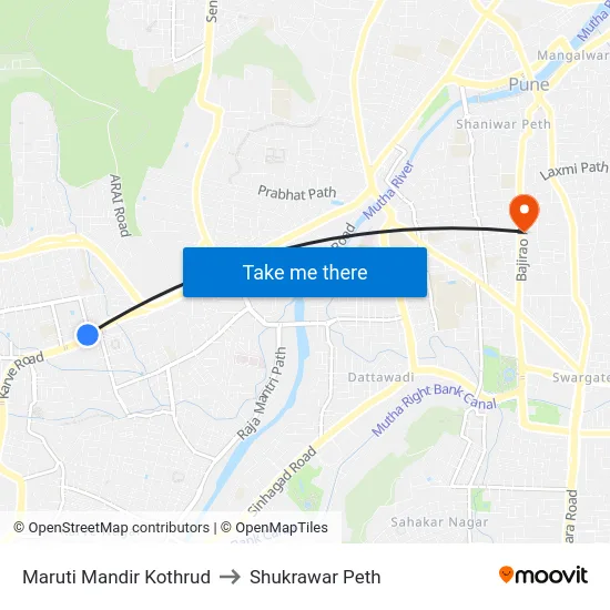 Maruti Mandir Kothrud to Shukrawar Peth map