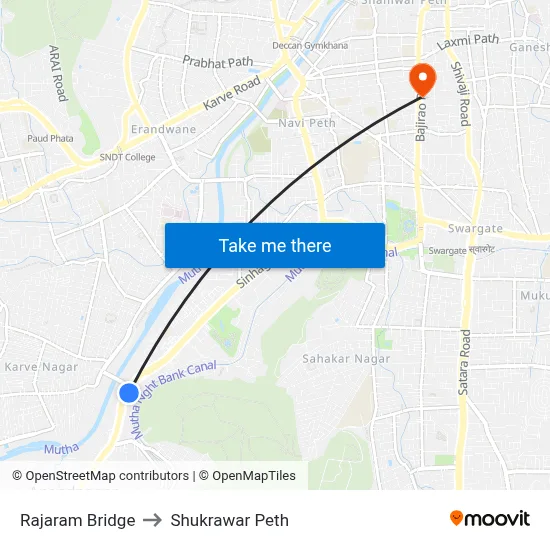 Rajaram Bridge to Shukrawar Peth map