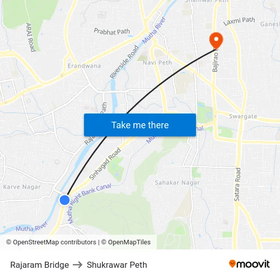Rajaram Bridge to Shukrawar Peth map