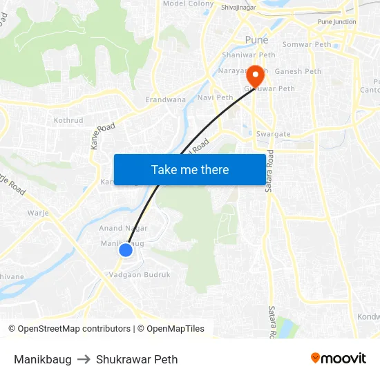 Manikbaug to Shukrawar Peth map