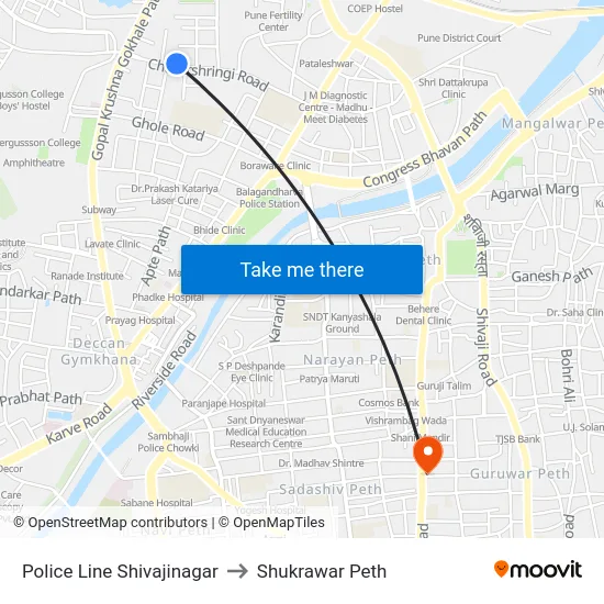 Police Line Shivajinagar to Shukrawar Peth map