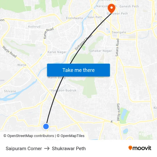 Saipuram Corner to Shukrawar Peth map