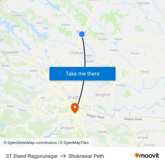 ST Stand Rajgurunagar to Shukrawar Peth map