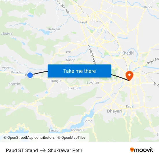 Paud ST Stand to Shukrawar Peth map