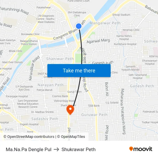 Ma.Na.Pa Dengle Pul to Shukrawar Peth map