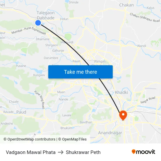 Vadgaon Mawal Phata to Shukrawar Peth map