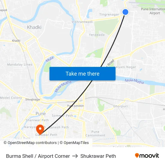 Burma Shell / Airport Corner to Shukrawar Peth map
