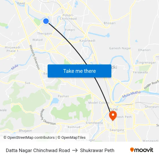 Datta Nagar Chinchwad Road to Shukrawar Peth map