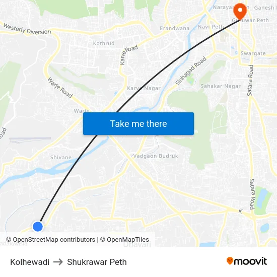 Kolhewadi to Shukrawar Peth map