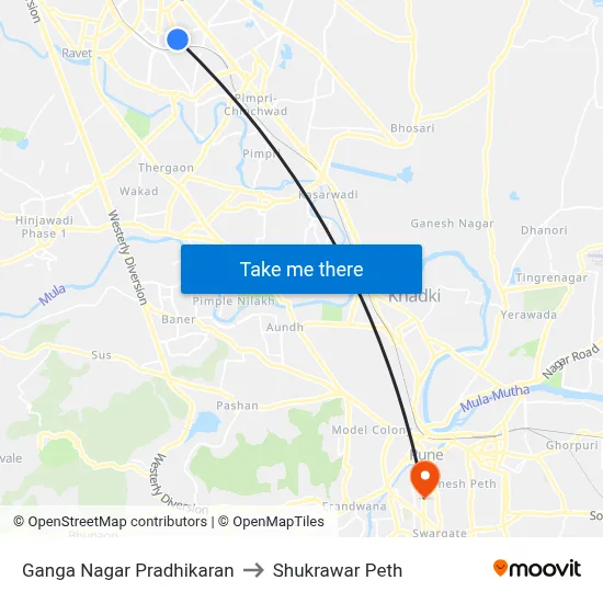 Ganga Nagar Pradhikaran to Shukrawar Peth map