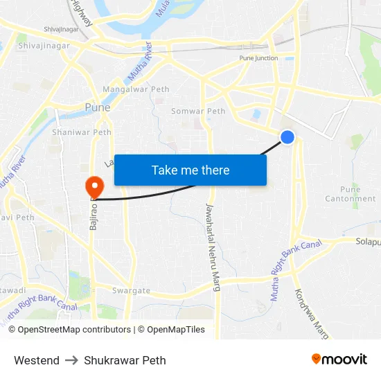 Westend to Shukrawar Peth map