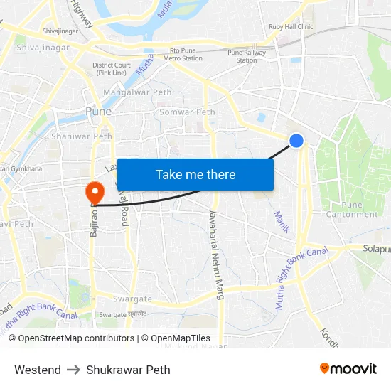 Westend to Shukrawar Peth map