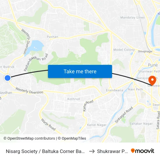 Nisarg Society / Baltuka Corner Bavdhan to Shukrawar Peth map