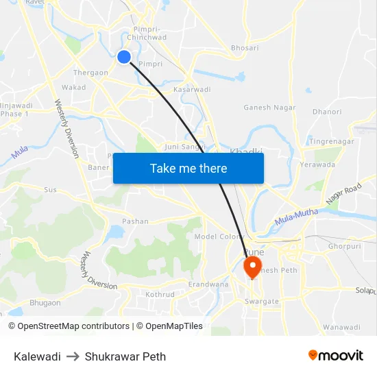 Kalewadi to Shukrawar Peth map