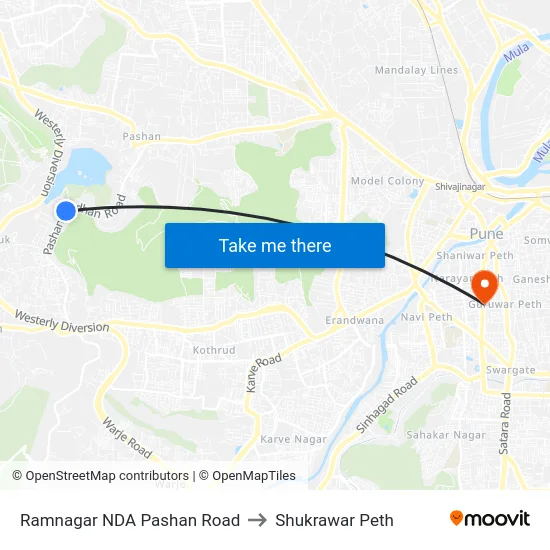Ramnagar NDA Pashan Road to Shukrawar Peth map