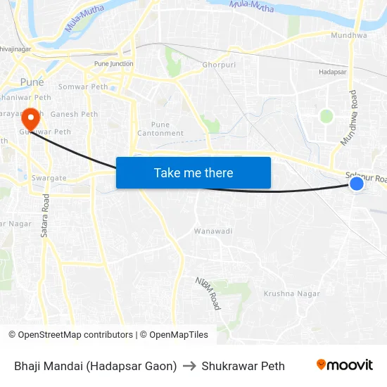 Bhaji Mandai (Hadapsar Gaon) to Shukrawar Peth map