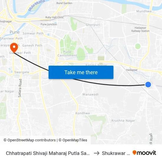 Chhatrapati Shivaji Maharaj Putla Sasane Nagar to Shukrawar Peth map