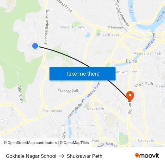 Gokhale Nagar School to Shukrawar Peth map