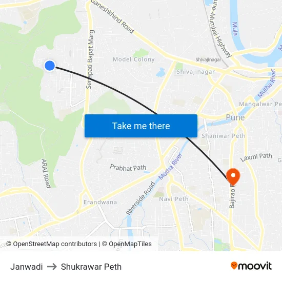 Janwadi to Shukrawar Peth map