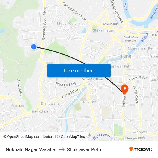 Gokhale Nagar Vasahat to Shukrawar Peth map