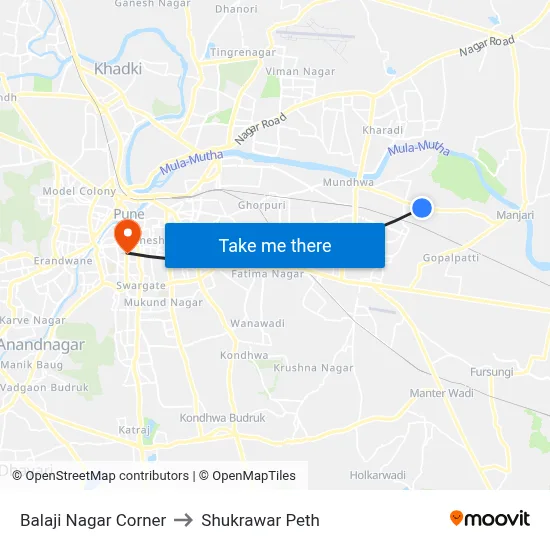 Balaji Nagar Corner to Shukrawar Peth map