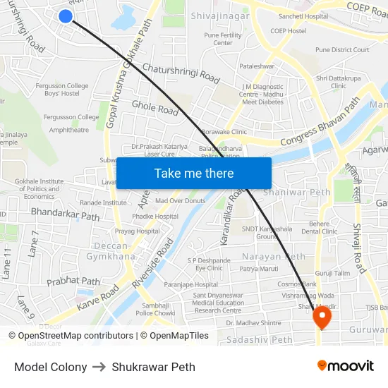 Model Colony to Shukrawar Peth map