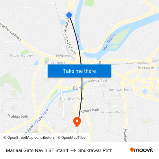 Mariaai Gate Navin ST Stand to Shukrawar Peth map