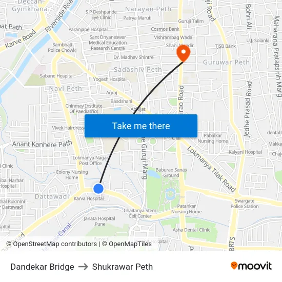 Dandekar Bridge to Shukrawar Peth map