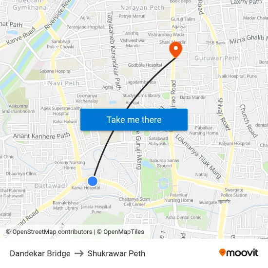 Dandekar Bridge to Shukrawar Peth map