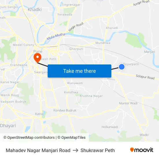 Mahadev Nagar Manjari Road to Shukrawar Peth map