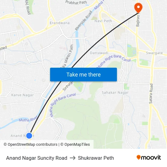 Anand Nagar Suncity Road to Shukrawar Peth map