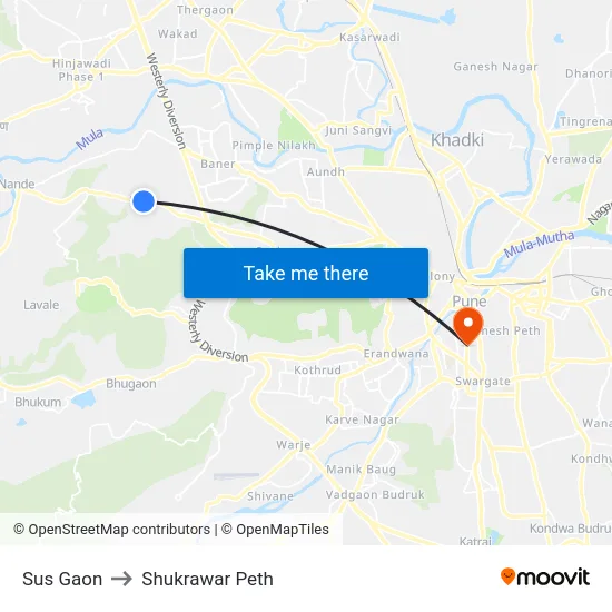Sus Gaon to Shukrawar Peth map