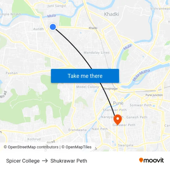 Spicer College to Shukrawar Peth map