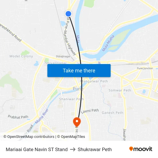 Mariaai Gate Navin ST Stand to Shukrawar Peth map