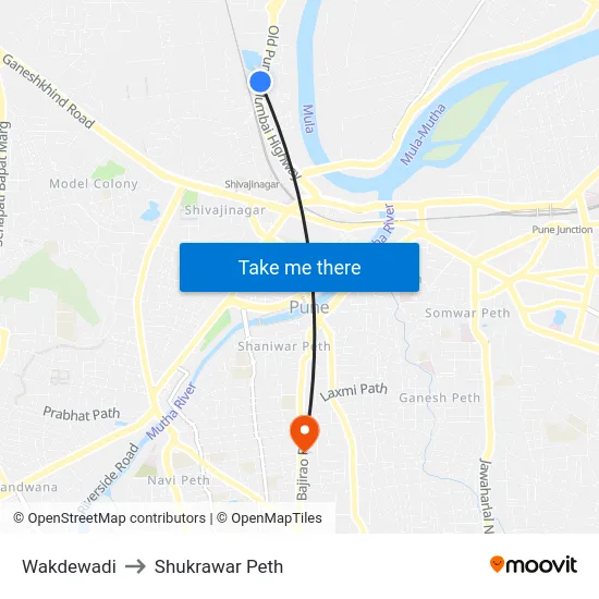 Wakdewadi to Shukrawar Peth map