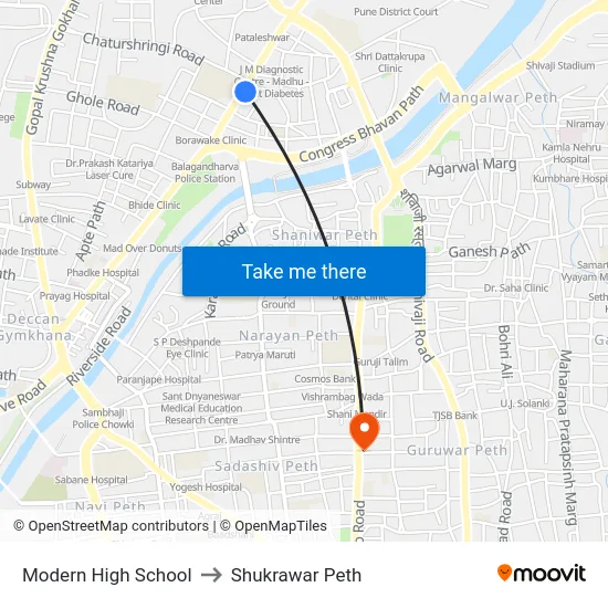 Modern High School to Shukrawar Peth map