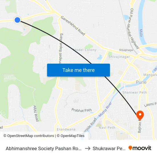 Abhimanshree Society Pashan Road to Shukrawar Peth map