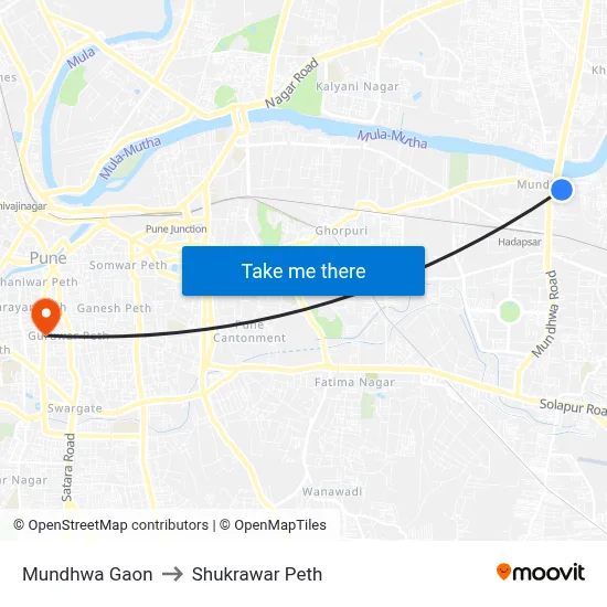 Mundhwa Gaon to Shukrawar Peth map